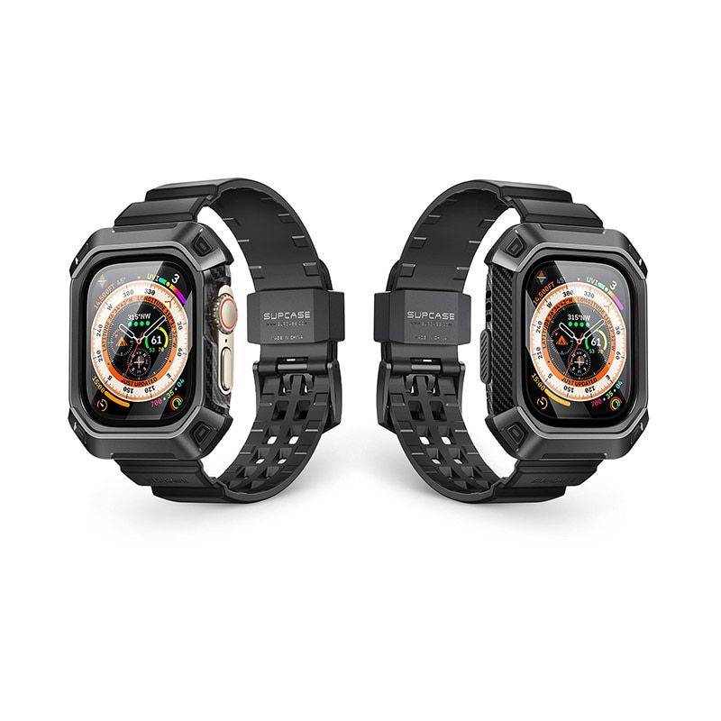 Apple Watch Ultra 49mm Rugged Protective Case with Strap and Screen Protectors Color : Black 