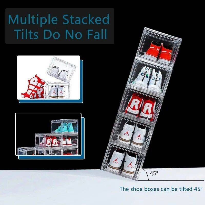 Clear Acrylic Stackable Shoe Boxes Color : Transparent Black 12 Pack|White 12 Pack|Black 12 Pack|Transparent White 12 Pack 