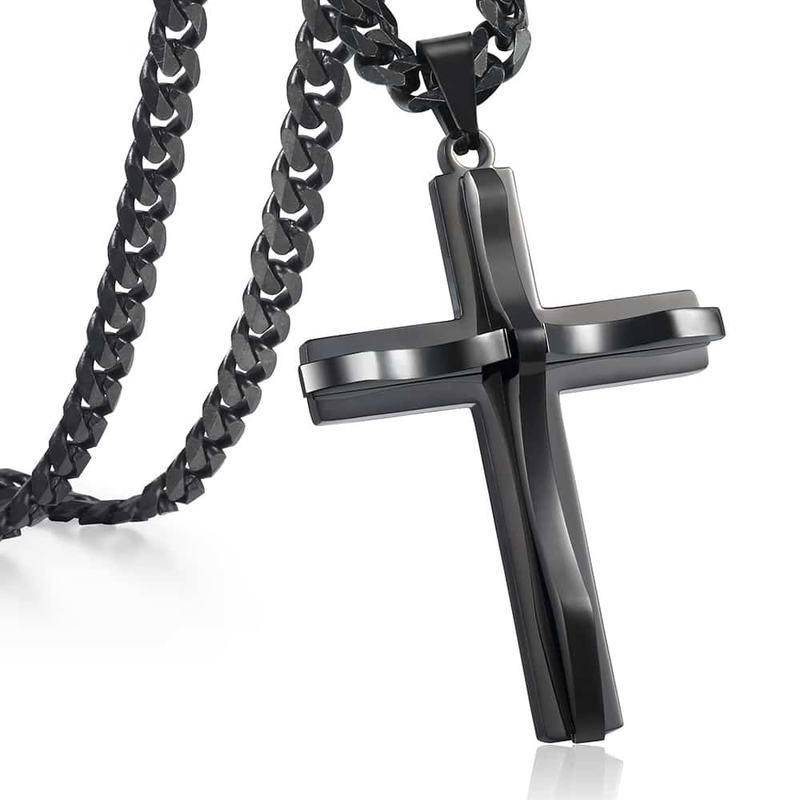Cross Pendant Necklace Metal Color : Gold|Black 