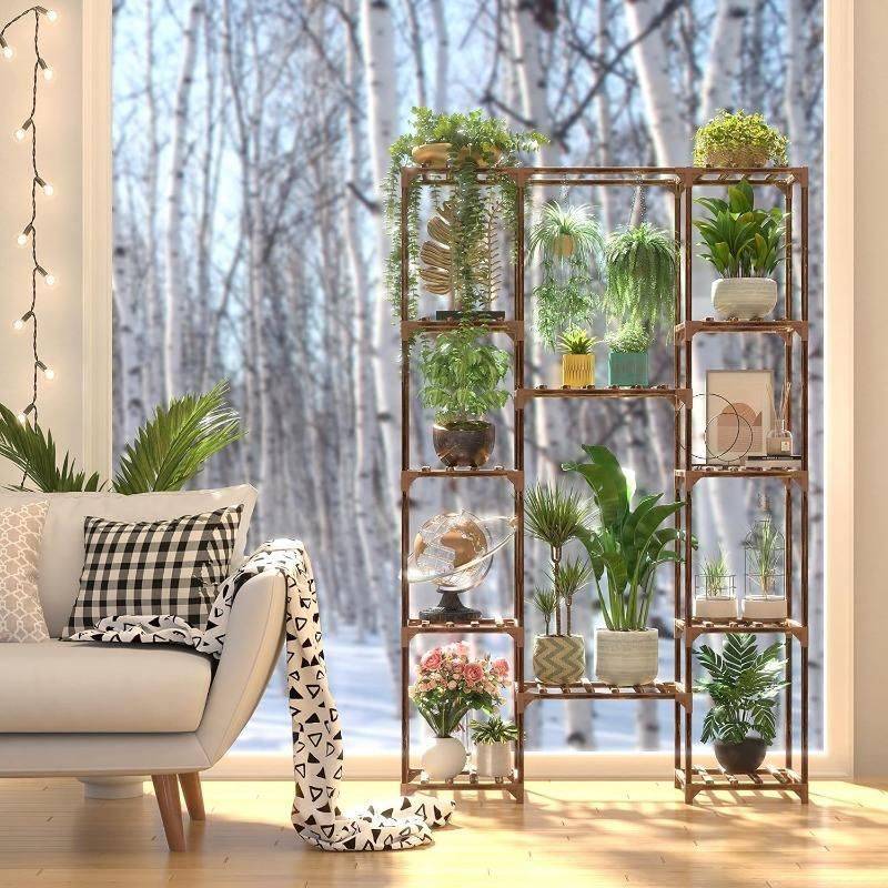 Eco-Friendly Tall Wood Plant Stand Color : Brown 