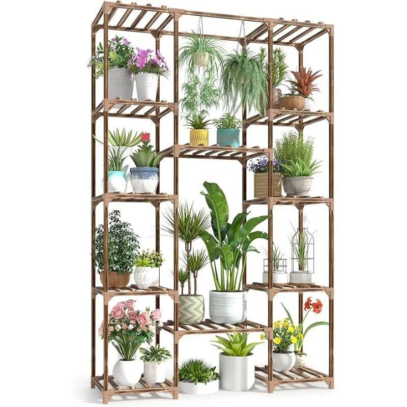 Eco-Friendly Tall Wood Plant Stand Color: Brown 