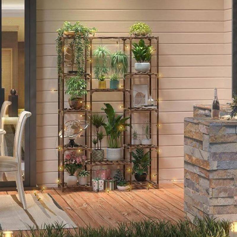 Eco-Friendly Tall Wood Plant Stand Color : Brown 