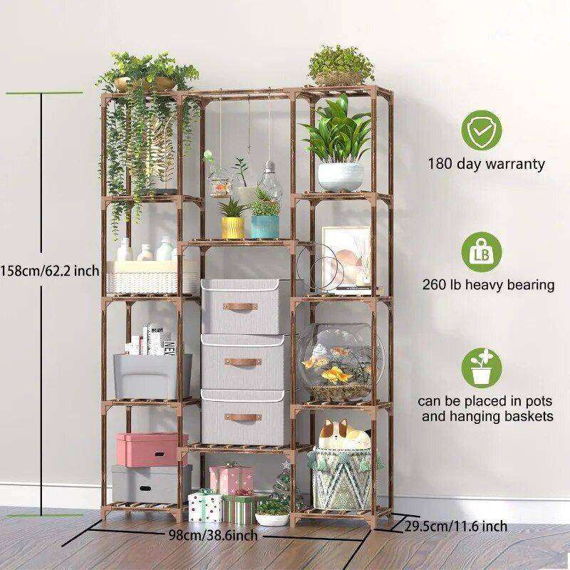 Eco-Friendly Tall Wood Plant Stand Color : Brown 