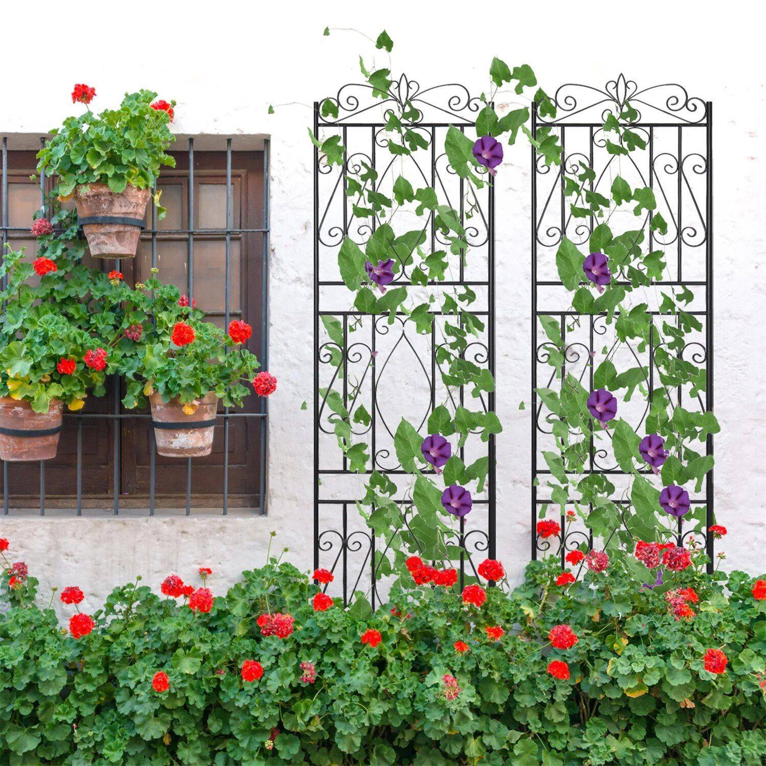 Elegant 2PCS Metal Garden Trellis Color : Black 