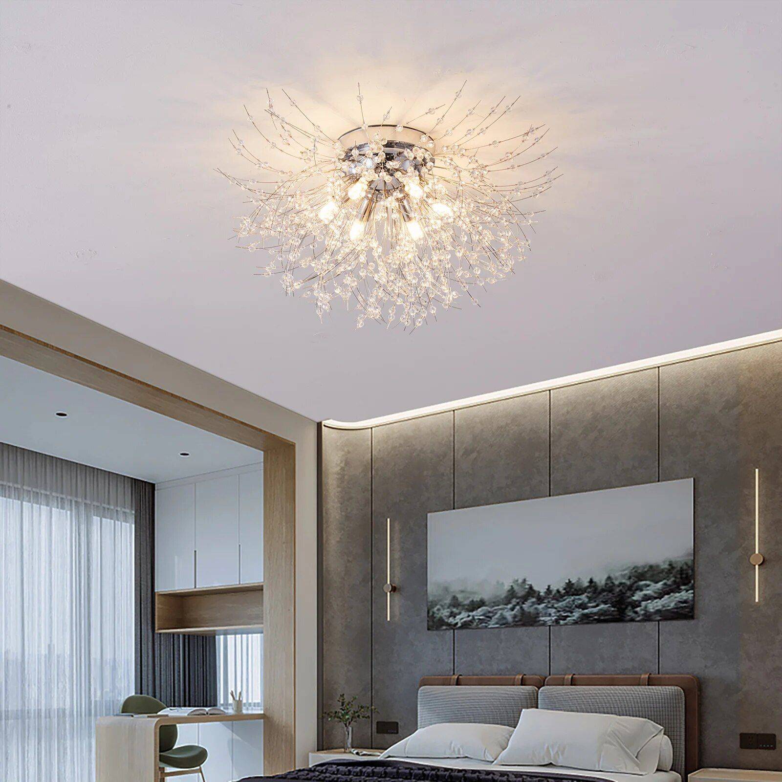 Elegant Gold/Silver Crystal LED Ceiling Light Color : Gold|Silver 
