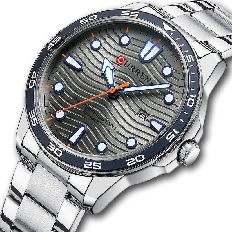 Elegant Stainless Steel Quartz Watch Model : Silver gray + box 