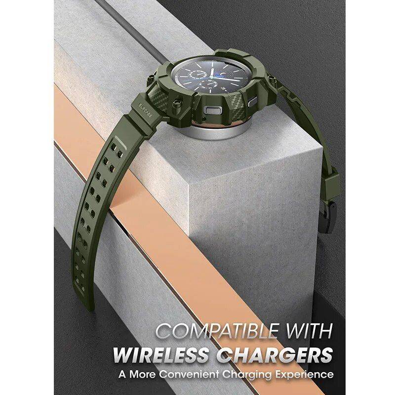 Galaxy Watch 4 Classic 46mm Rugged Case with Strap Bands Color : Black|Green|Blue|Silver 