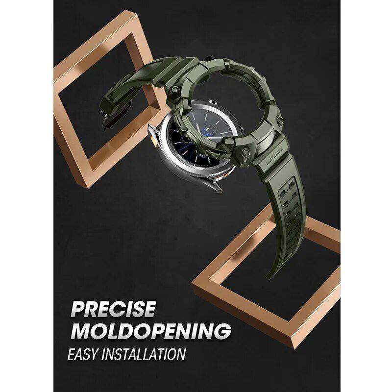 Galaxy Watch 4 Classic 46mm Rugged Case with Strap Bands Color : Black|Green|Blue|Silver 