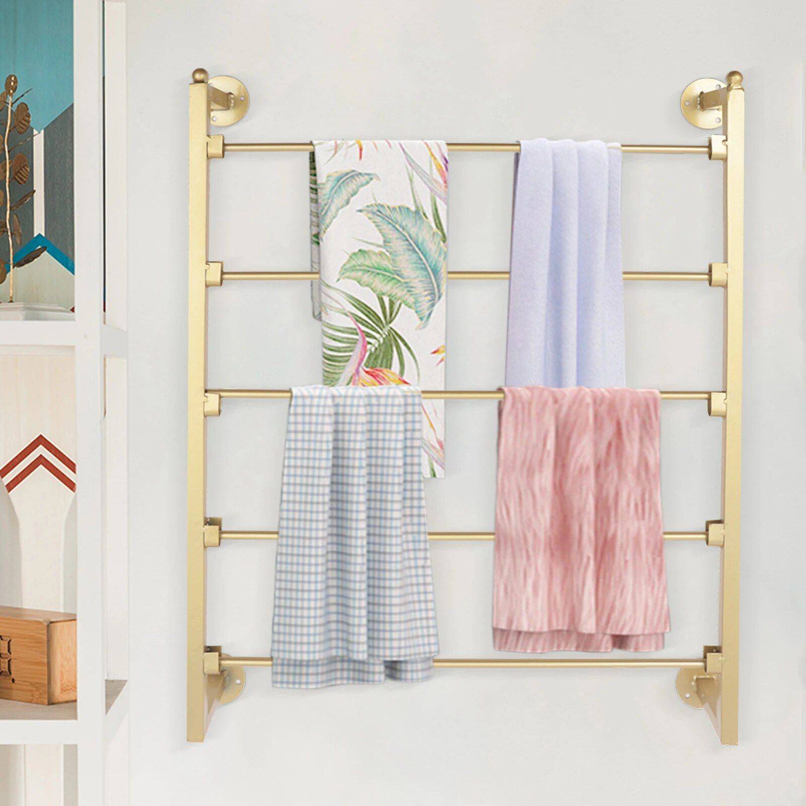 Gold 5-Tier Wall Mounted Scarf & Accessory Organizer Rack  