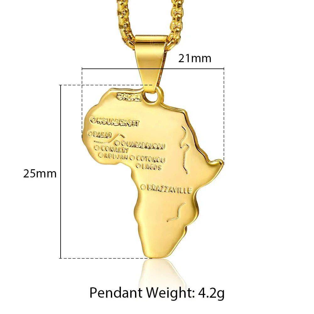 Gold Color African Map Pendant Necklace Model : Pendant Only|With 18inch chain|With 20inch chain|With 22inch chain|With 24inch chain|With 26inch chain|With 28inch chain|With 30inch chain 
