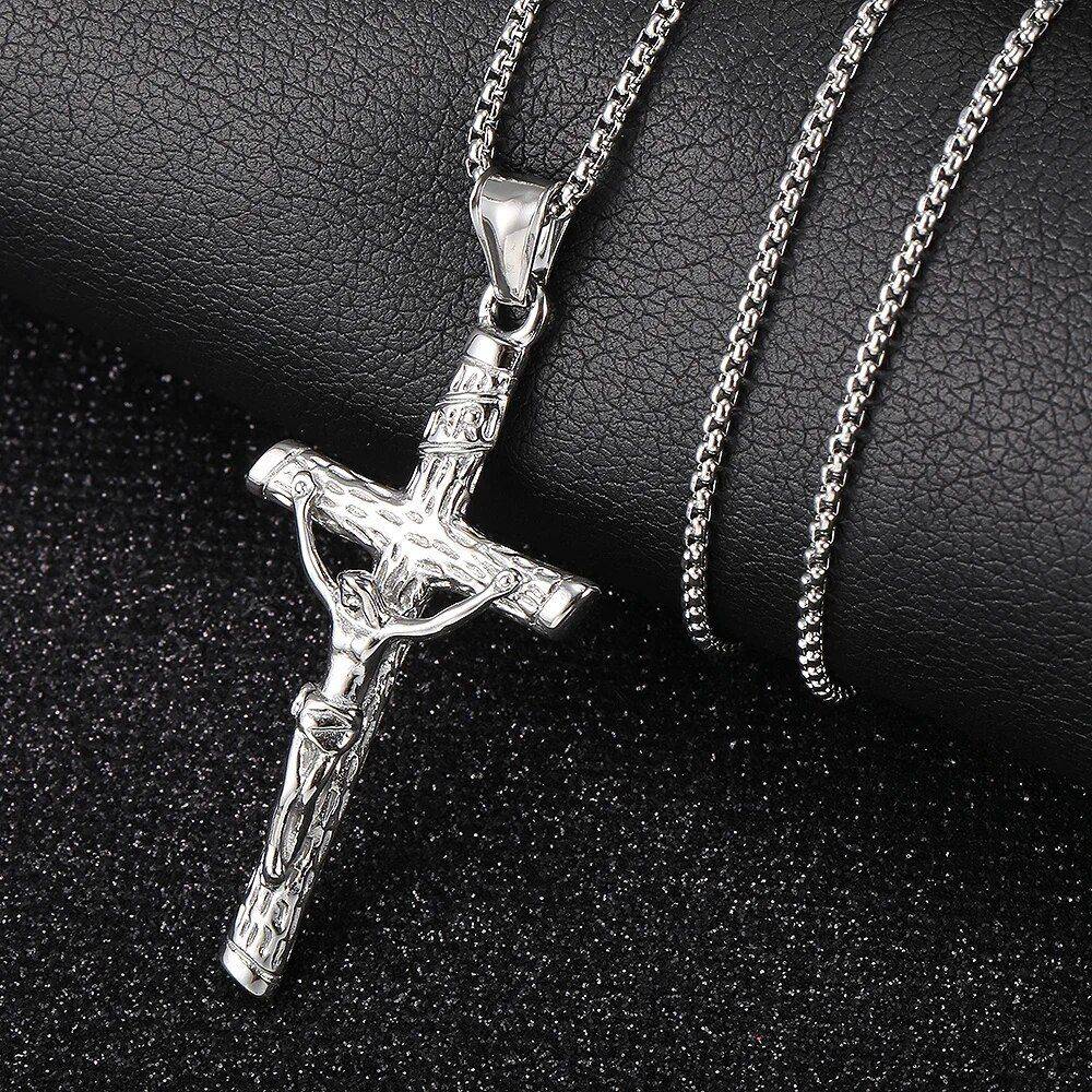 Gold & Silver Crucifix Charm Necklace Color : Gold |Silver  