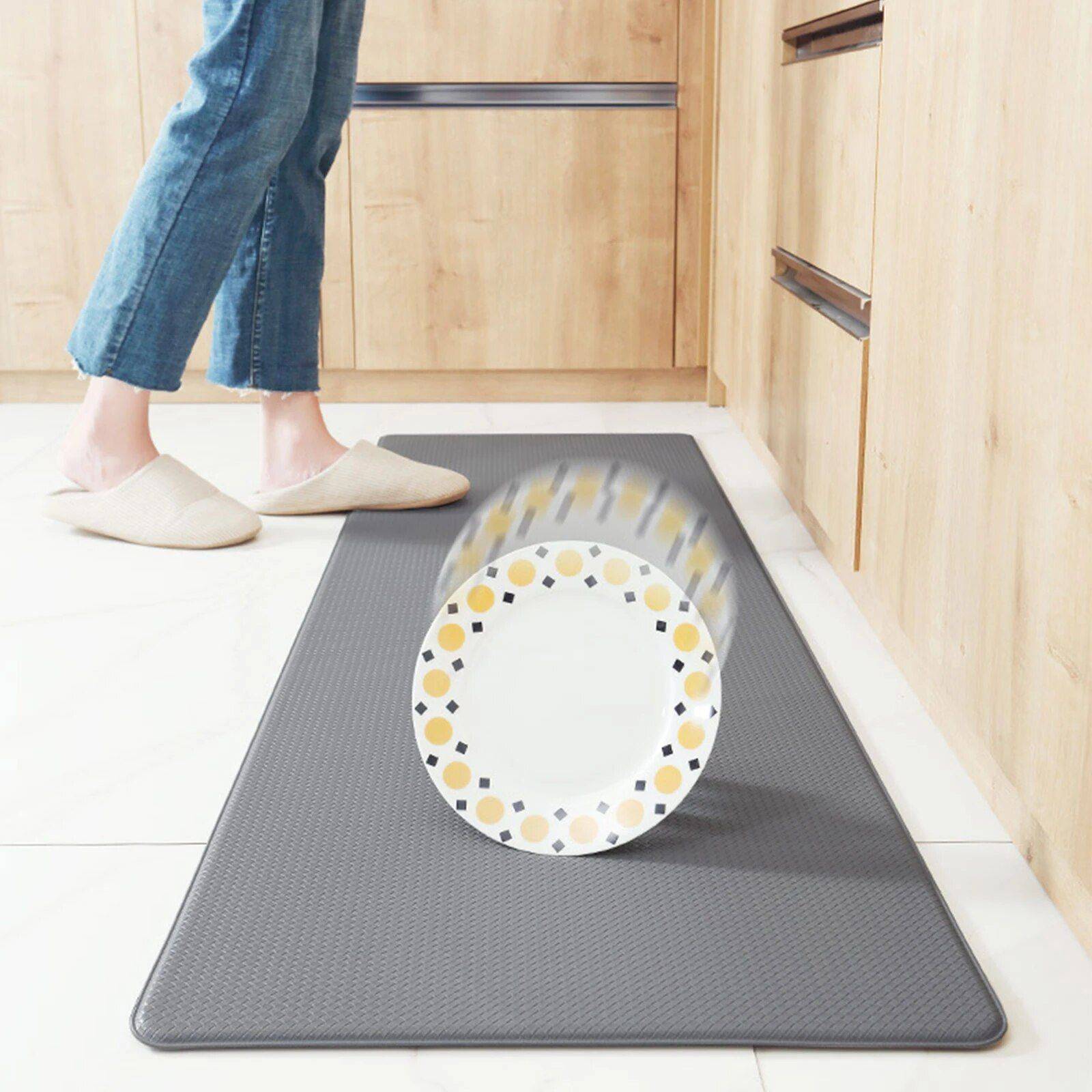 Gray Waterproof Anti-Fatigue Kitchen Mats  