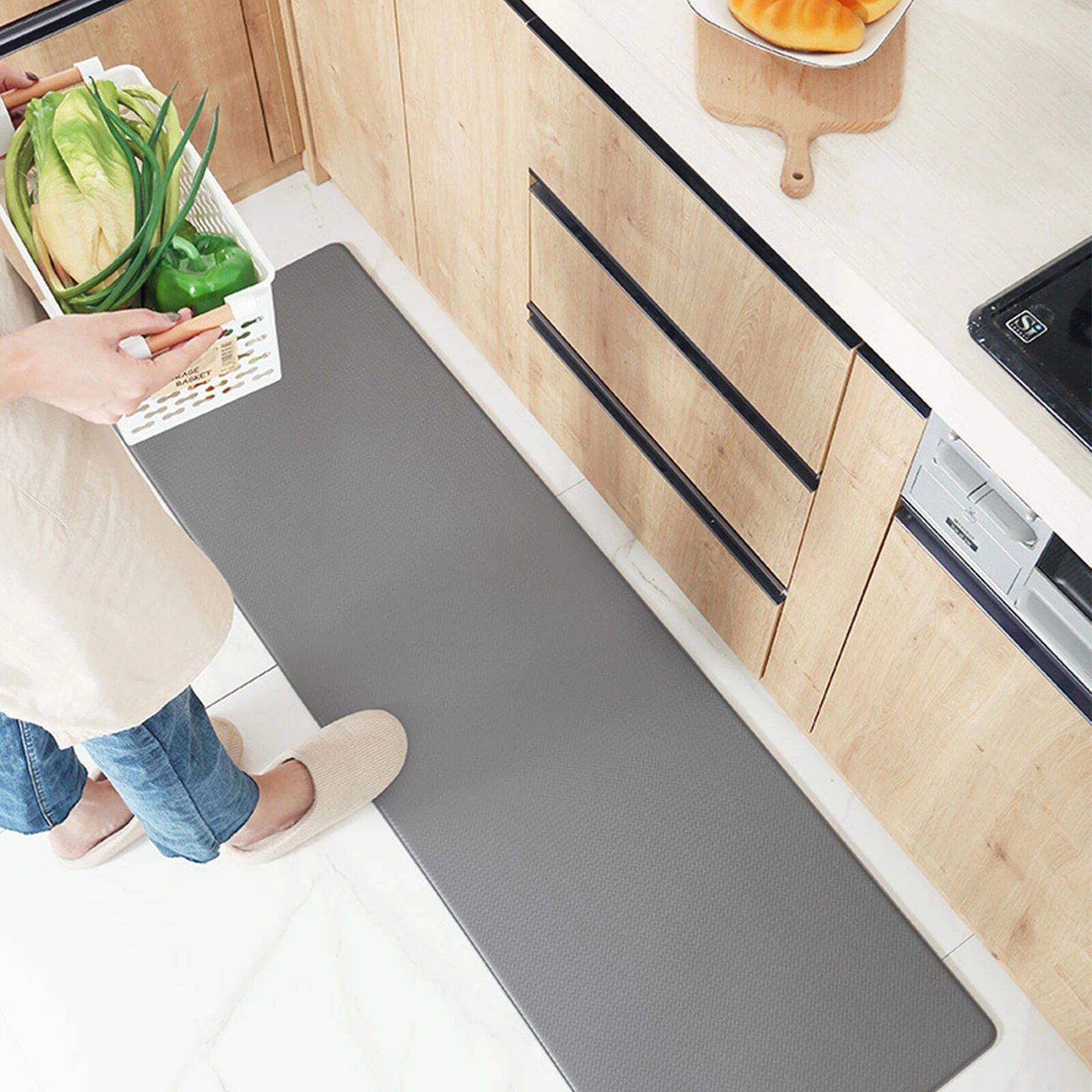 Gray Waterproof Anti-Fatigue Kitchen Mats  