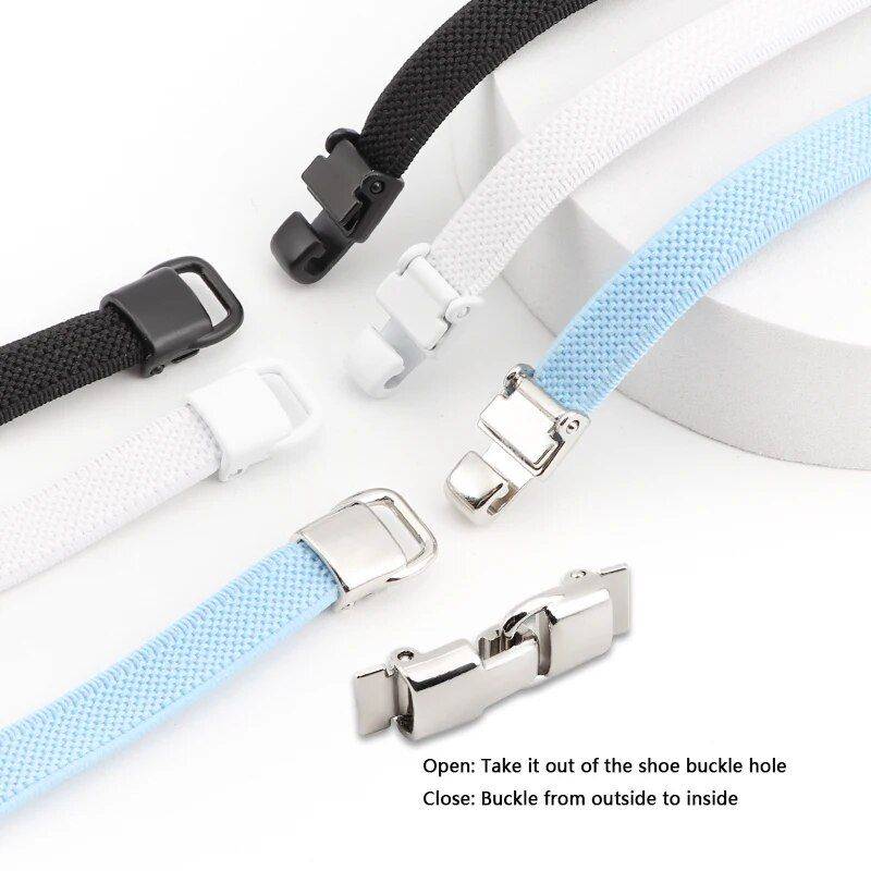 Hook Lock No Tie Shoelaces - Elastic Laces for Sneakers Color : Fluorescent Green|Pink|White|Navy Blue|Black|Red|Lighte Green|Royal Blue|Rose Red|Light Blue|Dark Brown|Khaki|Sky Blue|Beige|Dark Green|Purple|All Black|All White|Orange|Yellow|Gray|Brown|Light Gray 
