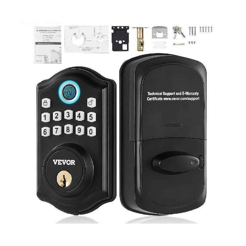 Keyless Entry Fingerprint Smart Door Lock with Keypad and Keys Model : Handle Included|Handle Not Included 