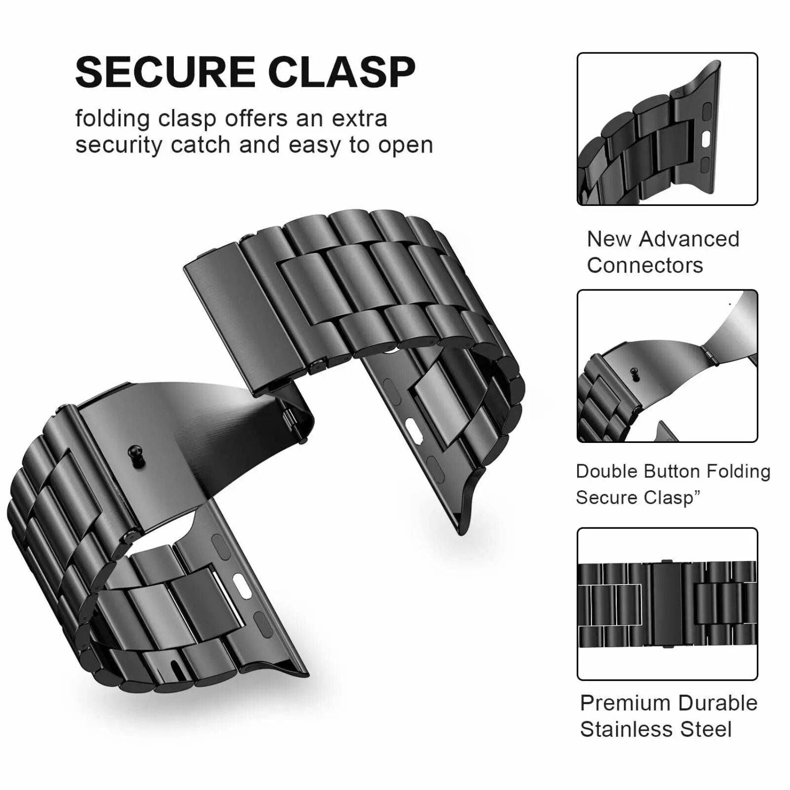 Luxury Stainless Steel Apple Watch Band Color : Silver|Black|Gray|Pink|Rose Gold|Gold|Champagne|Blue 