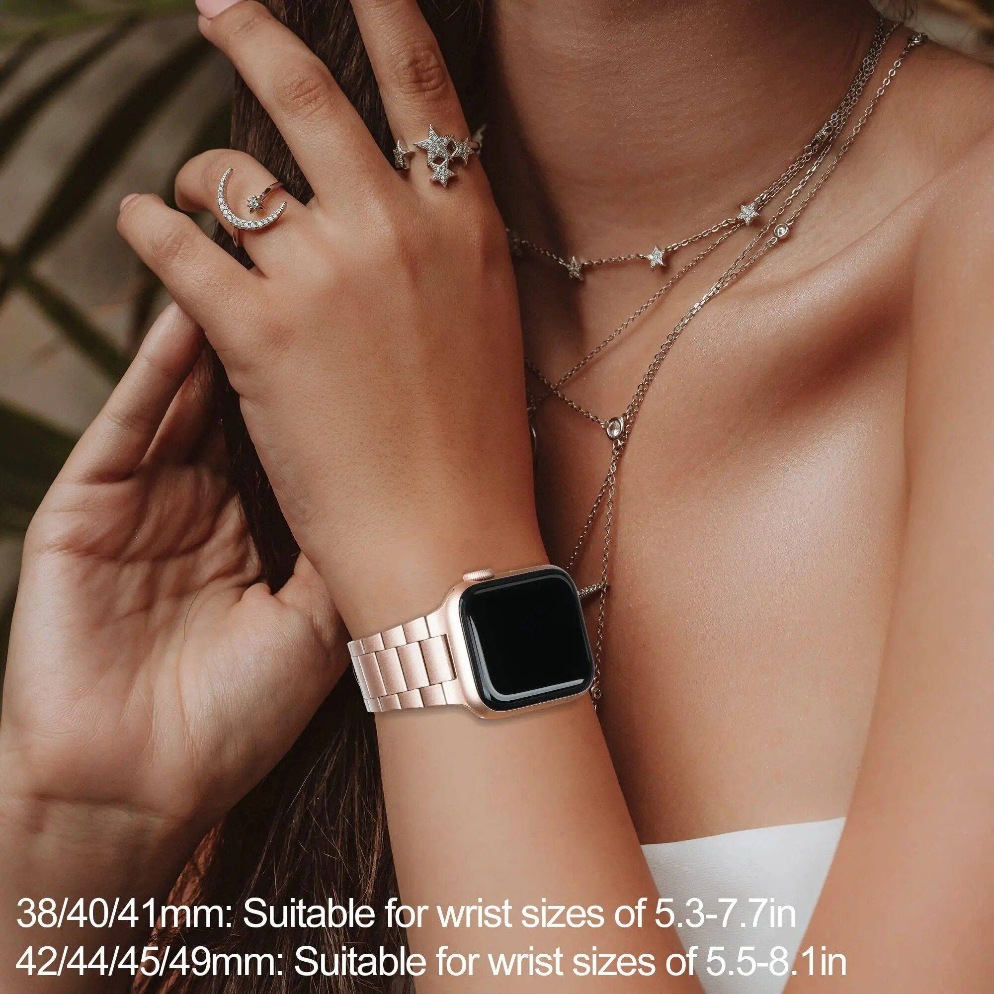 Luxury Stainless Steel Apple Watch Band Color : Silver|Black|Gray|Pink|Rose Gold|Gold|Champagne|Blue 