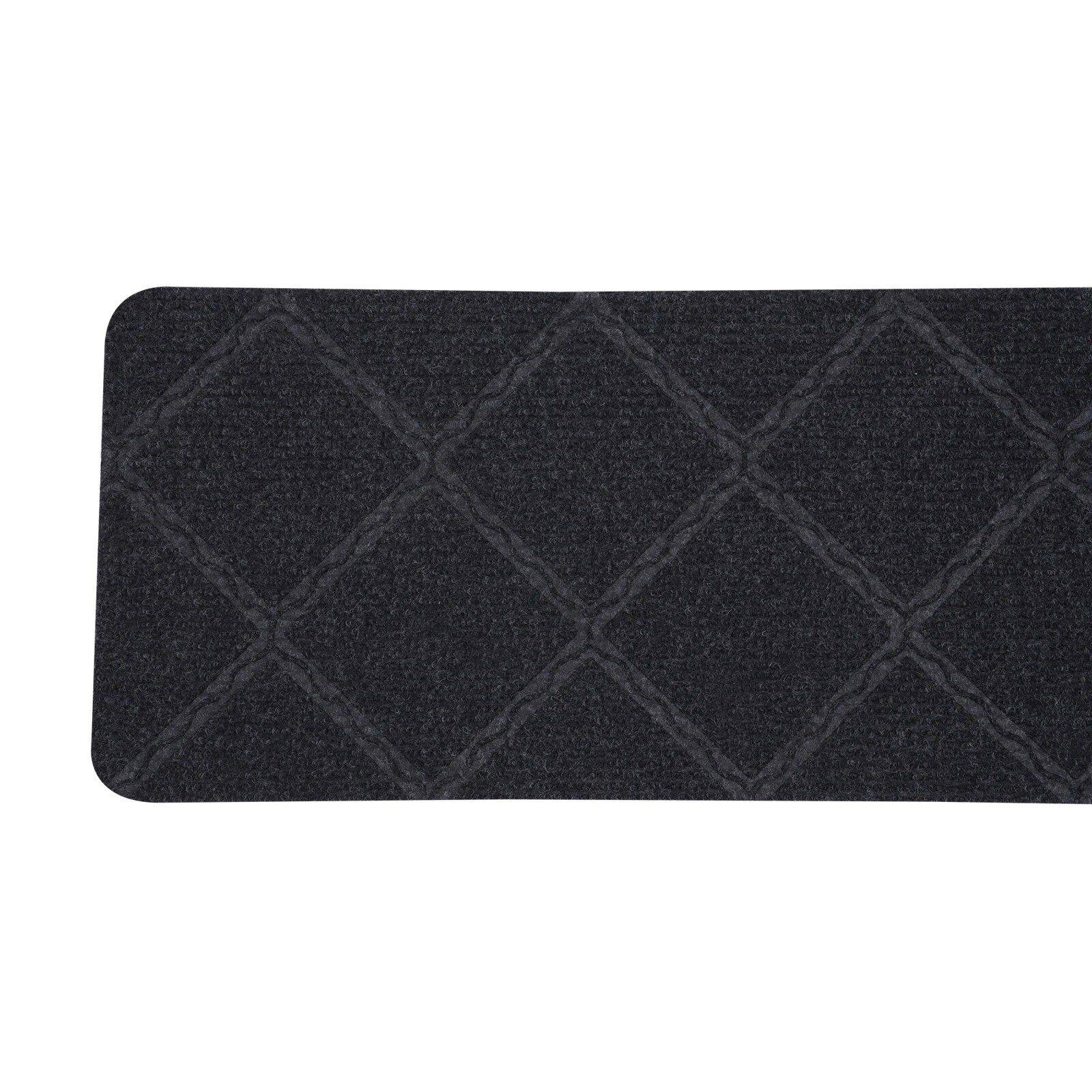 Modern Anti-Slip Indoor Stair Treads for Safety & Decor Color: Black 