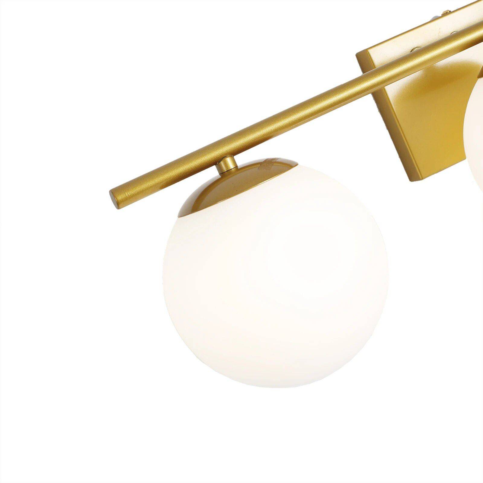Modern Gold 3-Light Fixture with Milk White Glass Globes  