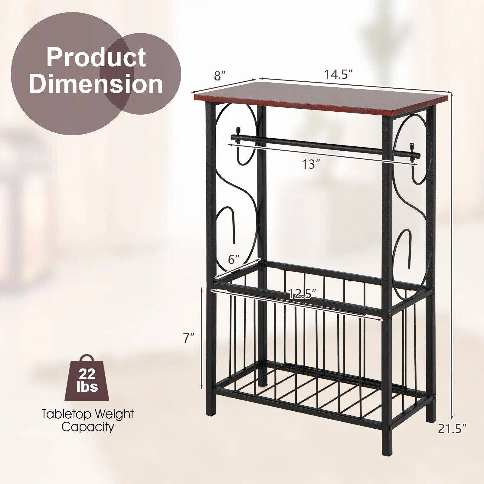Modern Narrow Side Sofa Table with Removable Paper Holder  