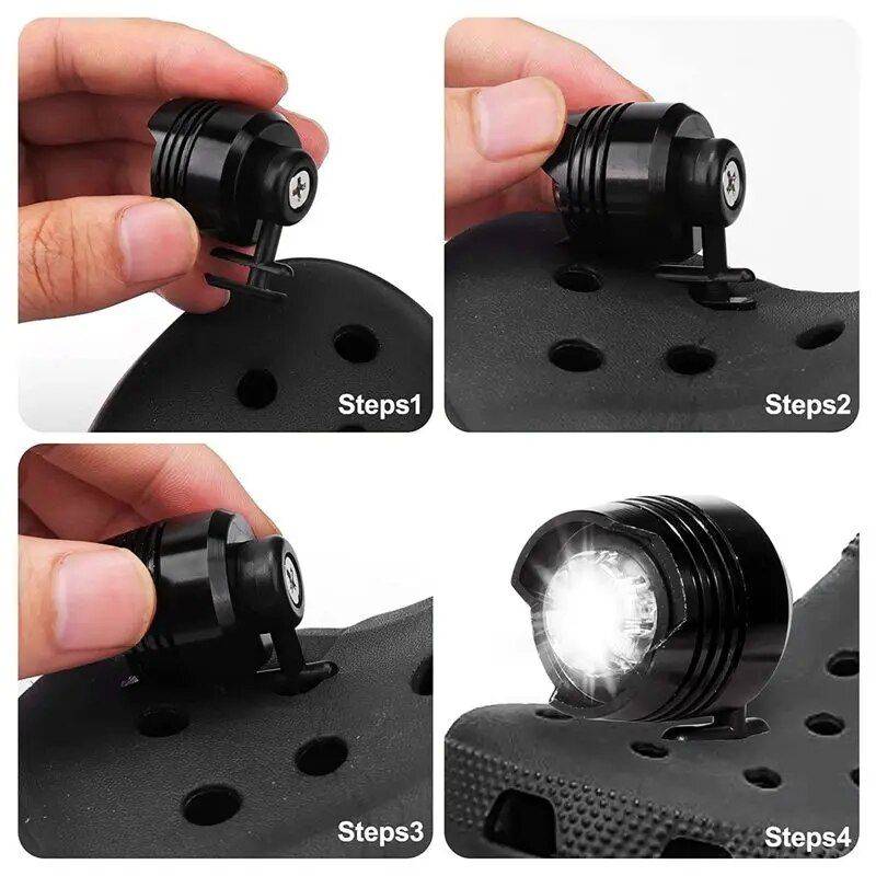 New Outdoor Camping Croc Charms Shoe Lights Color : Silver|Blue|Black|Red 