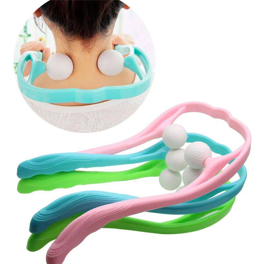 Pressure Point Therapy Hand Roller - Neck & Shoulder Self Massager Color : Random|Green|Blue|Pink 