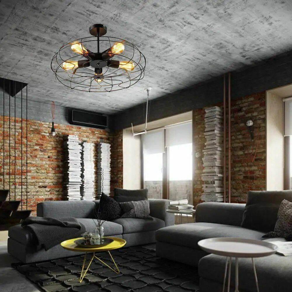 Retro Iron Cage Chandelier Body Color : Black 