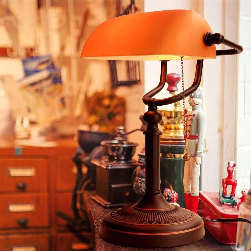 Retro Vintage Matted Orange Glass Table Lamp  