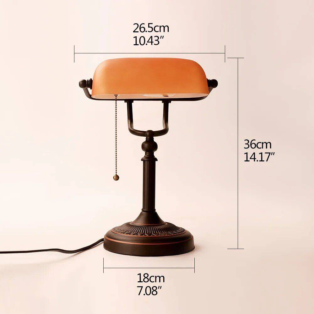 Retro Vintage Matted Orange Glass Table Lamp  