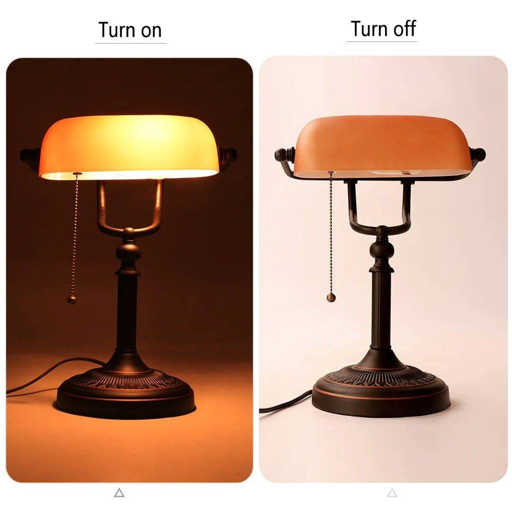 Retro Vintage Matted Orange Glass Table Lamp  