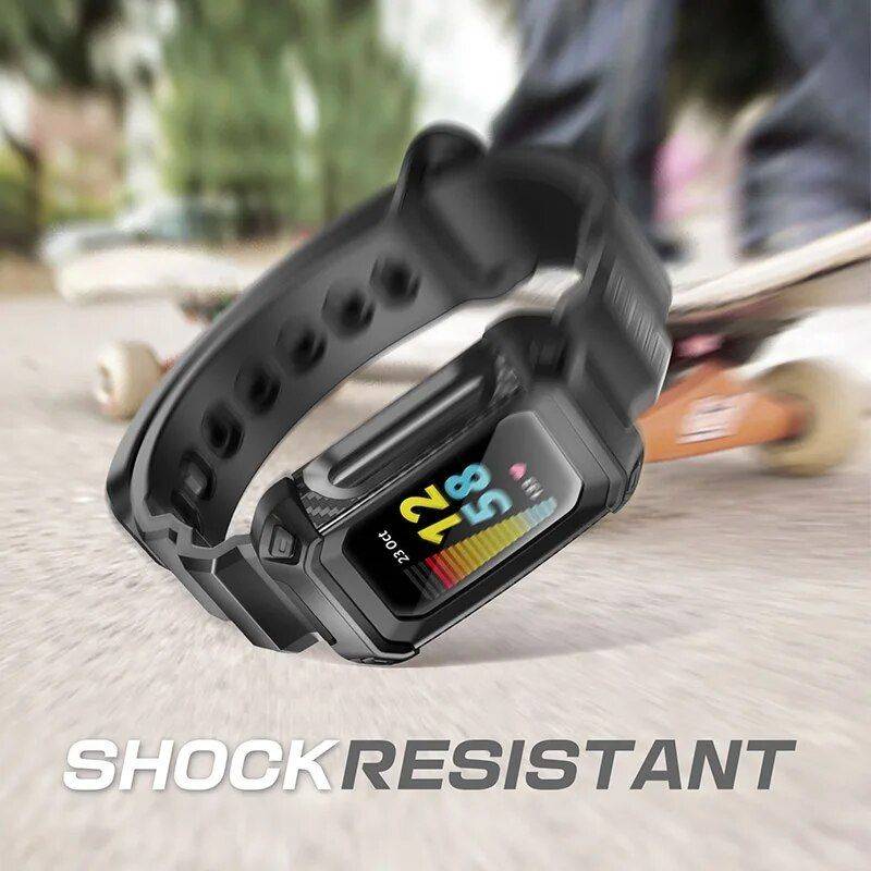 Rugged Protective Case & Band for Fitbit Charge 5/6 Color : Black 