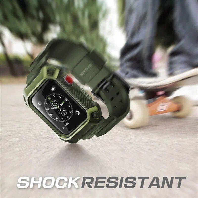Rugged Protective Case with Strap for Apple Watch 38mm Color : Pink|Purple|Black|Green 