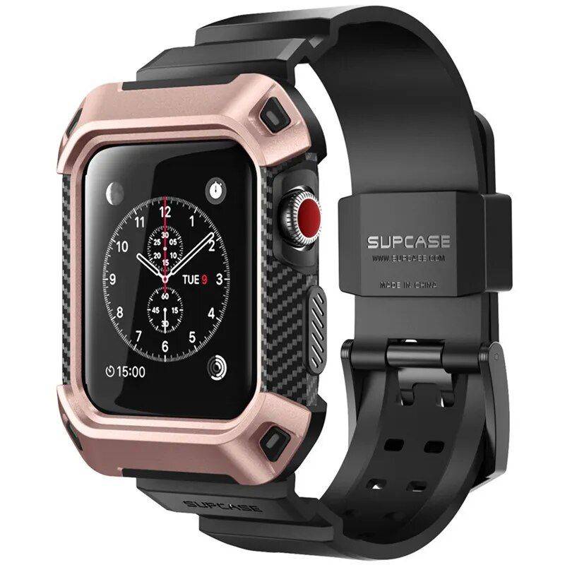 Rugged Protective Case with Strap for Apple Watch 38mm Color : Pink|Purple|Black|Green 