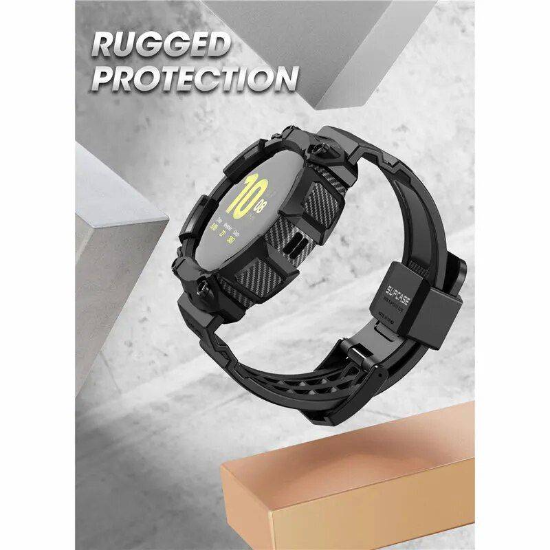 Rugged Protective Case with Strap for Samsung Galaxy Watch Active 2 (44mm) Color : Black|Green|Blue|Silver 