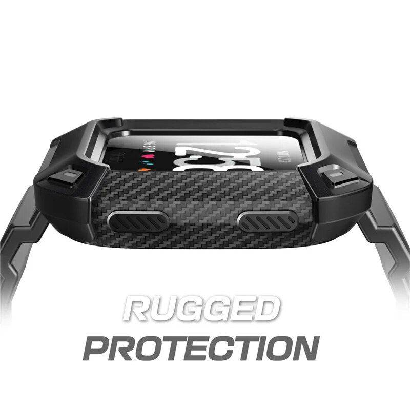 Rugged Protective Wristband Case for Fitbit Versa & Versa Lite Color : Black 