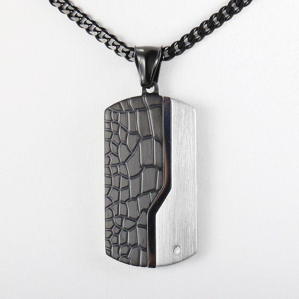 Stainless Steel Shield Pendant Necklace Color : Gray|Black 