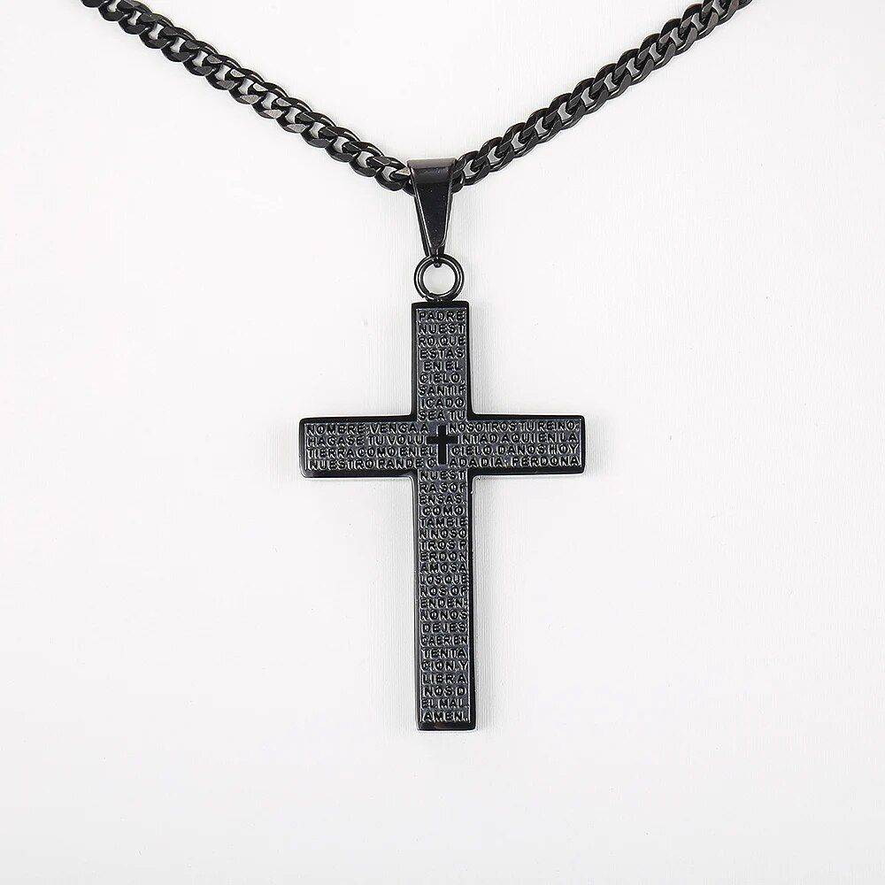 Stylish Unisex Cross Pendant Necklace with Cuban Link Chain Color : Silver |Gold |Black  
