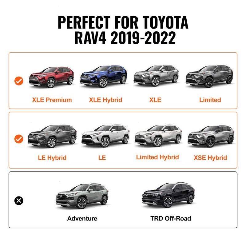 Toyota RAV4 2019-2023 Aluminum Roof Rack Cross Bars with 260lbs Capacity & Locks  