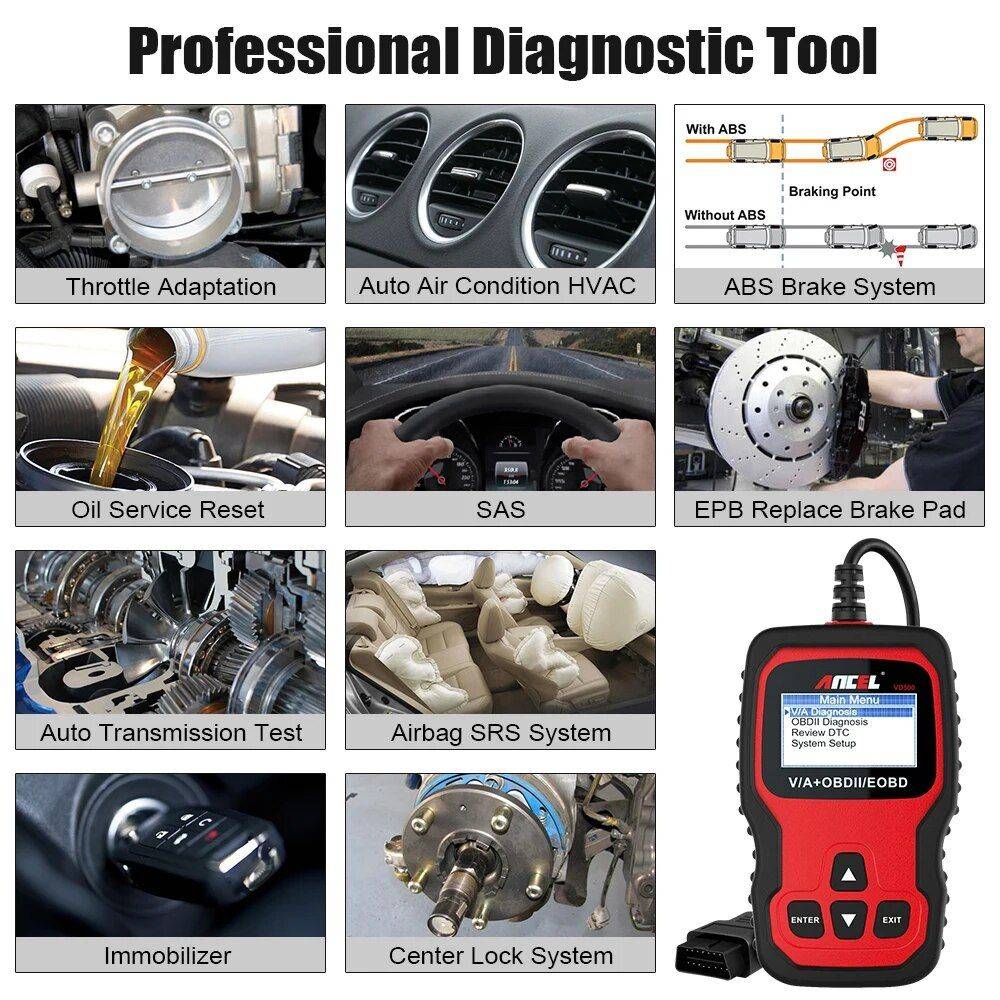 Universal OBD2 Scanner Full System Diagnostic Tool Type : VD500 