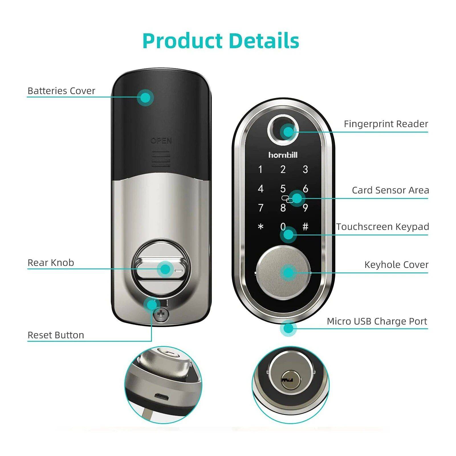 WiFi Enabled Smart Door Lock with Biometric Fingerprint, IC Card, and Remote Unlock Color : Black|Silver|Golden 