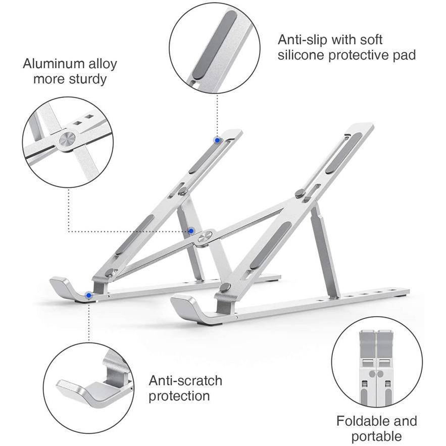 Adjustable Aluminum Laptop Stand Color : Black 