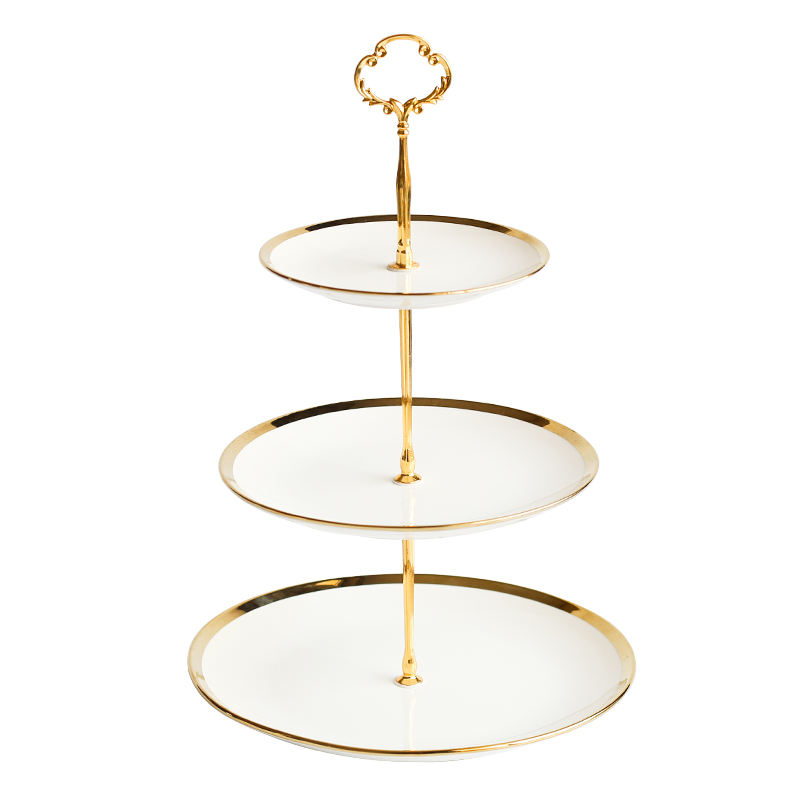 Ceramic Cake Stand in Gold and Silver