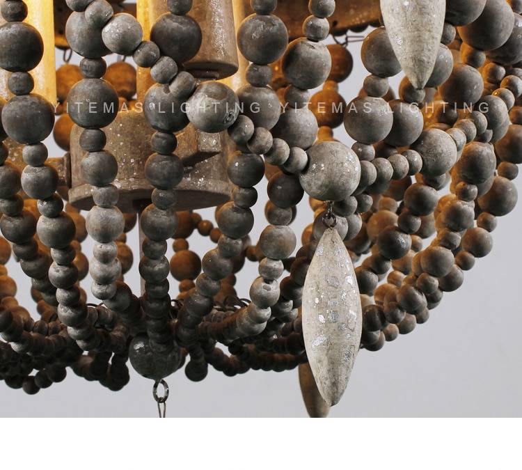 Antique Wood Beaded Chandelier