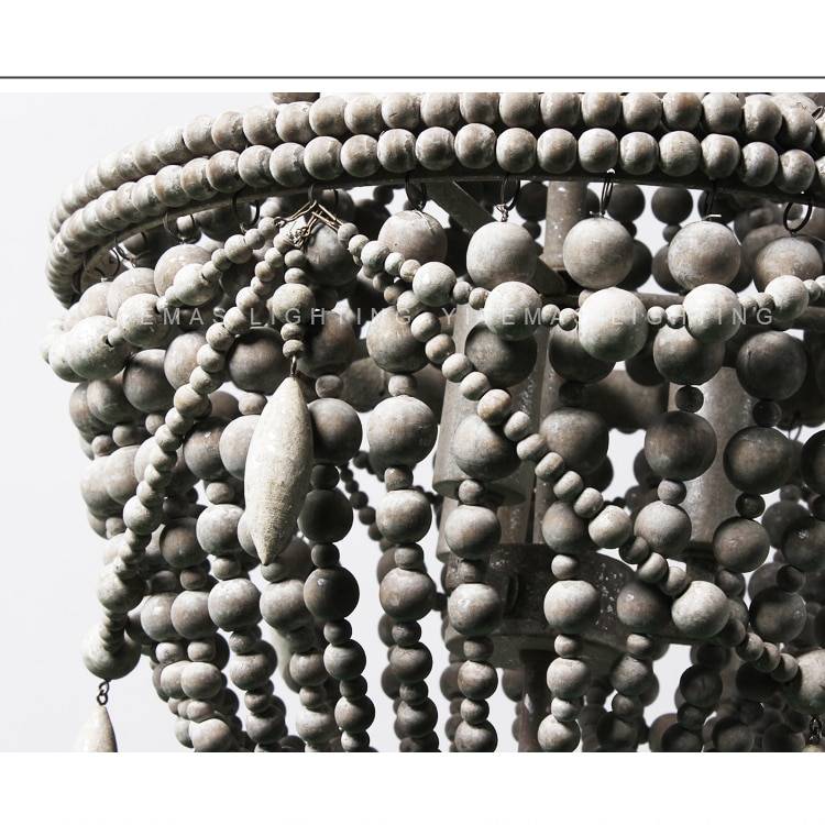 Antique Wood Beaded Chandelier