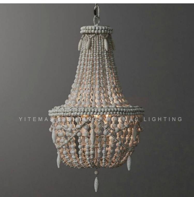 Antique Wood Beaded Chandelier