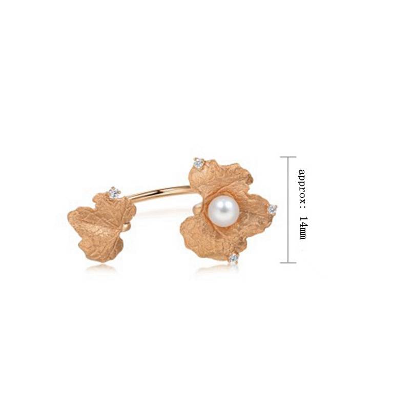 Genuine 14K Rose Gold Ring with Pearl for Women